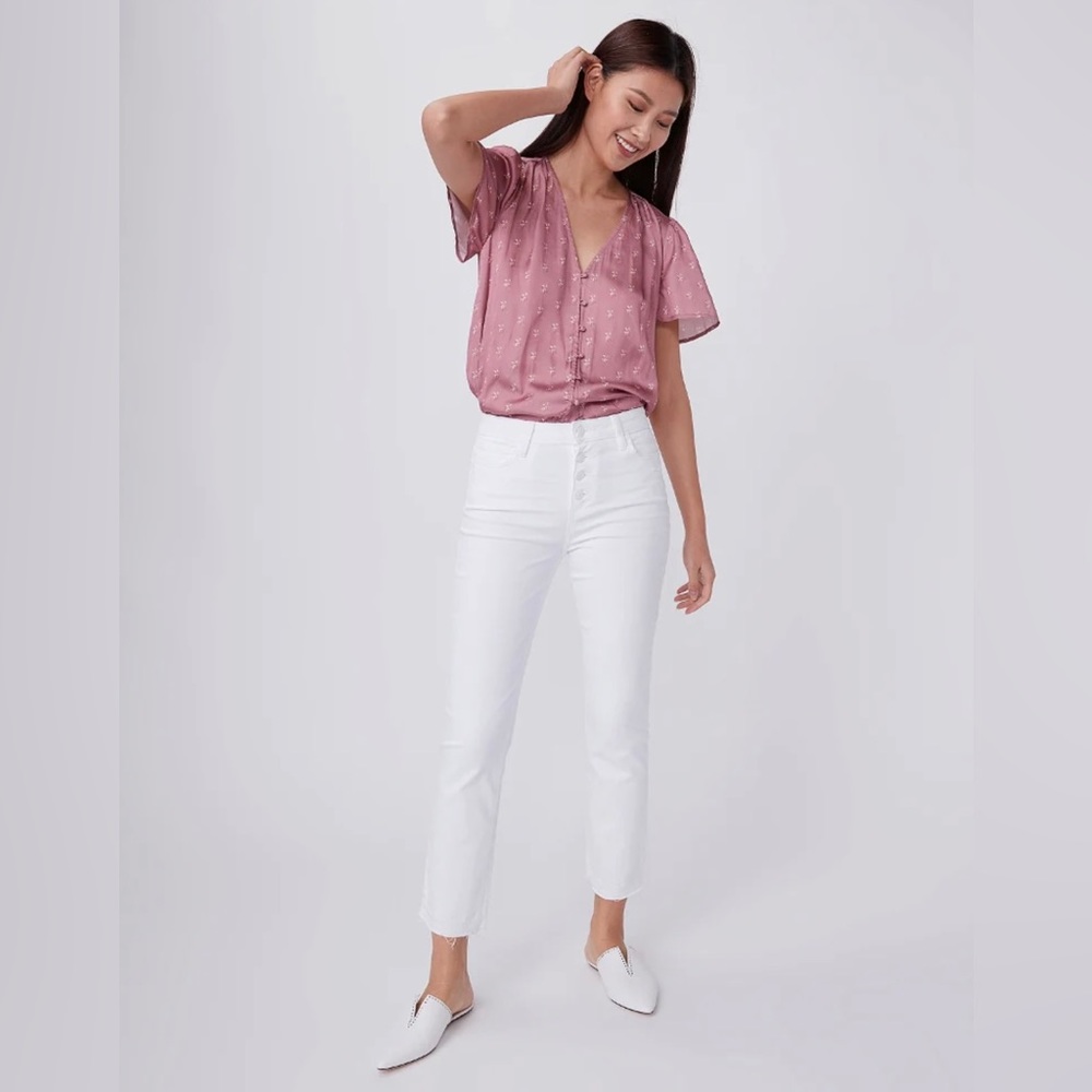 Paige Cindy Crop White Jeans